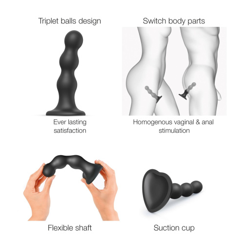 Насадка для страпона Strap-On-Me Dildo Plug Balls, 15,3х3,6 см размер М - sex-shop.ua