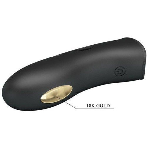 LyBaile Pretty Love Miraco Electric Vibrator Black - Вибронасадка на палец с электростимуляцией и золотом 18К, 10.5х3 см (чёрный)
