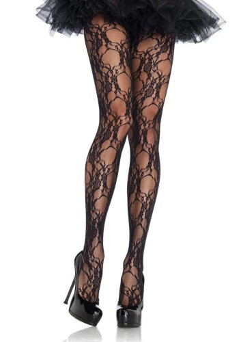 Leg Avenue Floral Lace Pantyhose - Колготки кружевные, S-L (чёрный)