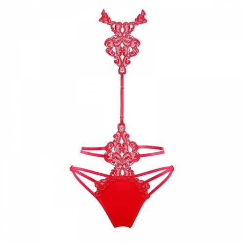 Ewa Bien Leа D900 эротическое боди с кружевом и обнаженной грудью (Красный, M) - sex-shop.ua