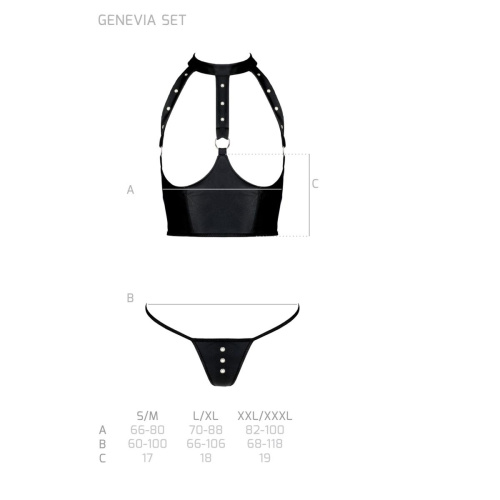 Passion - GENEVIA SET WITH OPEN BRA - Комплект із еко-шкіри, S/M - купити в Україні | Секс шоп SEX-SHOP.ua