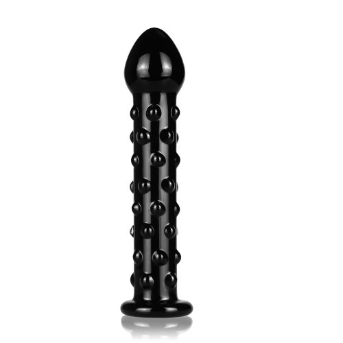 LoveToy 7" Glass Romance Dildo Black - Стеклянный фаллоимитатор, 17х3.3 см (чёрный)