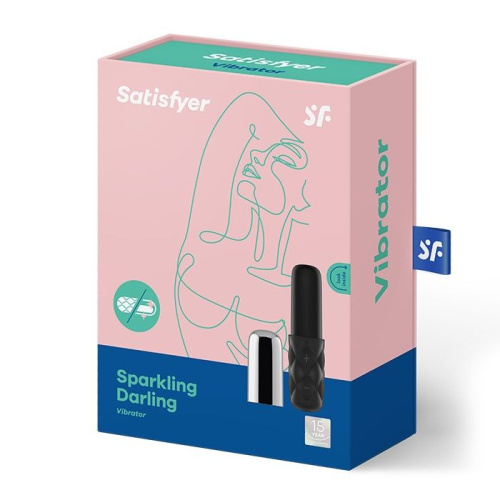 Satisfyer Mini Sparkling Darling (Lovely Honey) - мощный мини-вибратор (черный с серебром) - sex-shop.ua