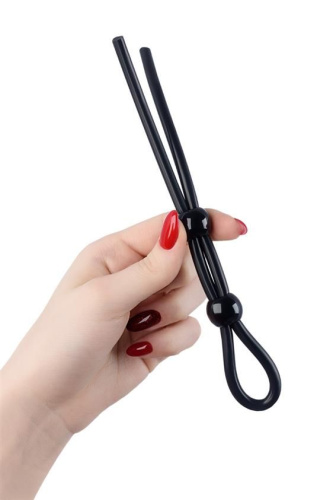 Toyfa Lasso 2 beads, silicone - Эрекционная петля, 19,5 cм (черный)