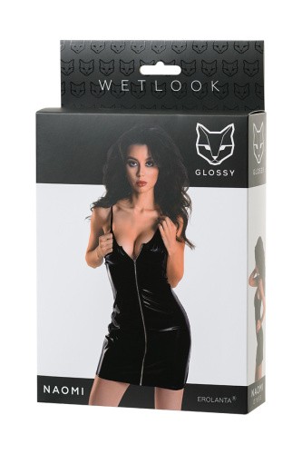 Erolanta Glossy Naomi Wetlook - платье эротическое, M (черный) - sex-shop.ua