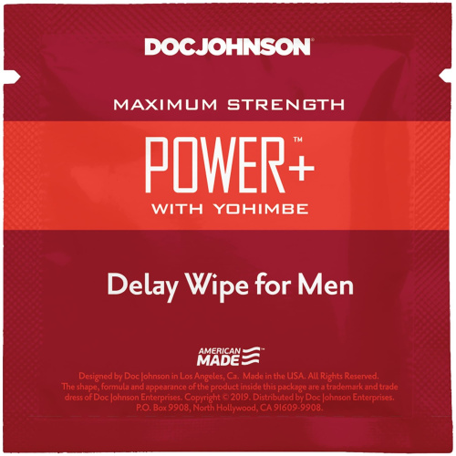 Doc Johnson Power+ Delay Wipe For Men - Пролонгирующая салфетка с экстрактом йохимбе (1 шт) - sex-shop.ua