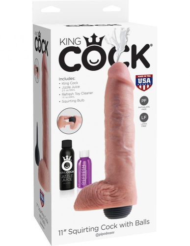 Фаллоимитатор с эякуляцией King Cock Squirting 11, 22,8х6,6 см (черный)