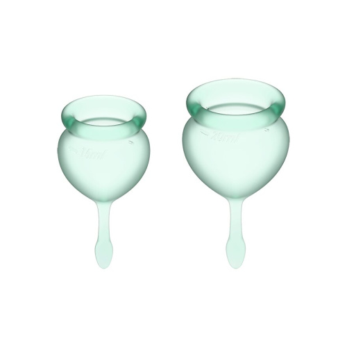 Satisfyer Feel Good - набор менструальных чаш, 15 мл и 20 мл (светло-зеленый) - sex-shop.ua