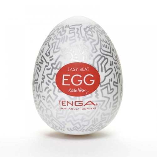Tenga Keith Haring Party Egg - Мастурбатор-яйце, 5х4. 5 см (білий)