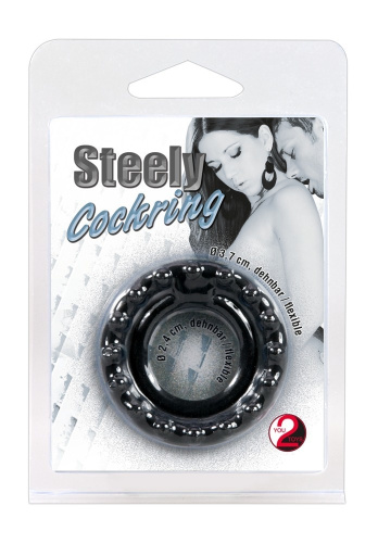 Steely Cockring Black эрекционные кольца на пенис и мошонку,  2.4 см и 3.7 см