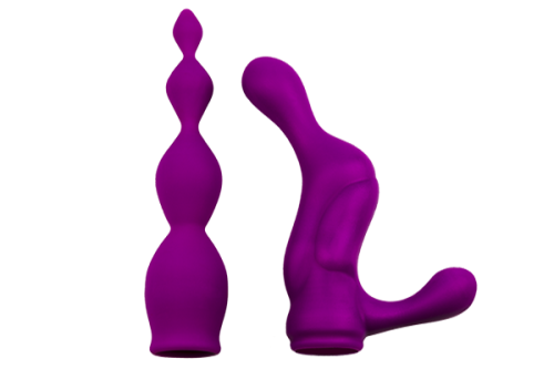 Adrien Lastic AD-2X - Anal set - насадки для двустороннего вибратора, 18.2х3.7 см. (фиолетовый)  - sex-shop.ua