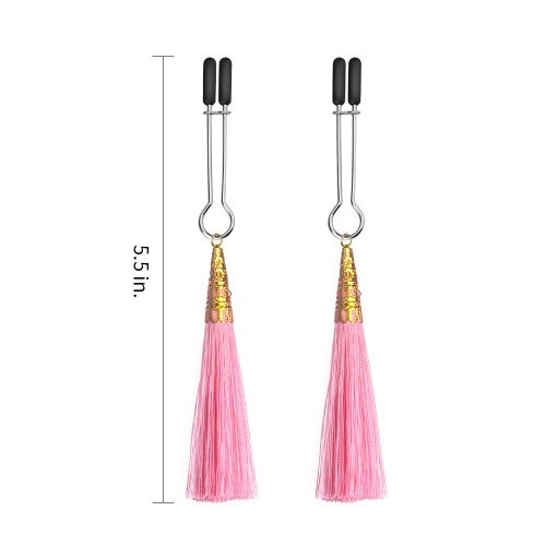 Glamor Tassel Nipple Clamp Pink - Затискачі для сосків, 14 см (рожевий) - купити в Україні | Секс шоп SEX-SHOP.ua