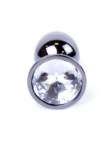Boss Jewellery Dark Silver PLUG Clear - Анальна пробка із кристалом, 7х2.7 см (прозорий)