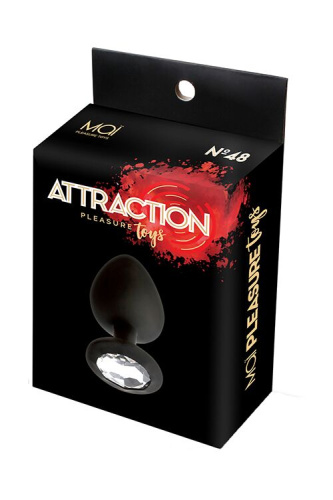 MAI Attraction Toys №48 анальная пробка с кристаллом, 8,2х3,5 см (чёрный) - sex-shop.ua