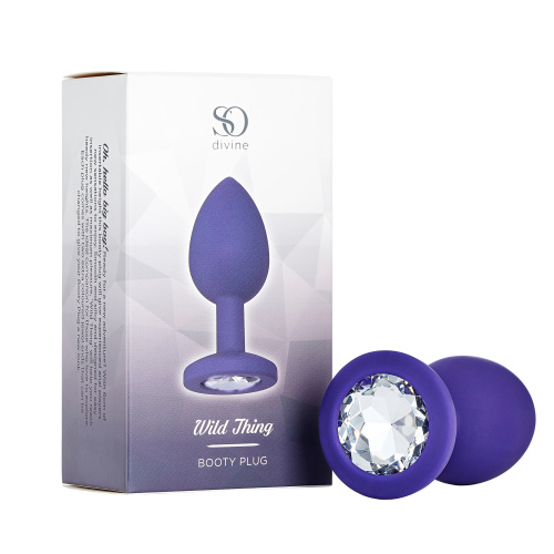 So Divine Wild thing большая анальная пробка с 3 сменными кристаллами, 9.6х4.1 см