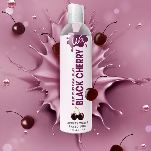 Оральная смазка со вкусом черешни Wet Black Cherry, 30 мл - sex-shop.ua