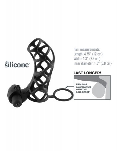 Pipedream FX Extreme Silicone Power Cage - вибронасадка, 12х3.3 см (черный)