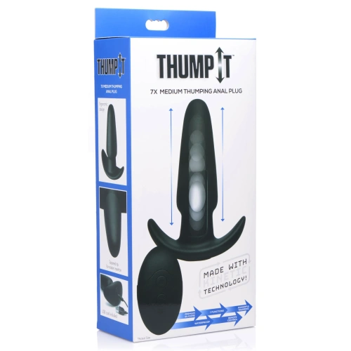 KineticThumping 7X Medium Anal Plug - Анальна пробка з поштовховими рухами, 13.3х4 см (чорний)