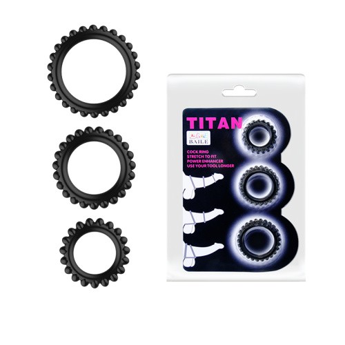 LyBaile Titan Cock Ring Set набір рельєфних ерекційних кілець різного діаметру, 3 шт. - купити в Україні | Секс шоп SEX-SHOP.ua