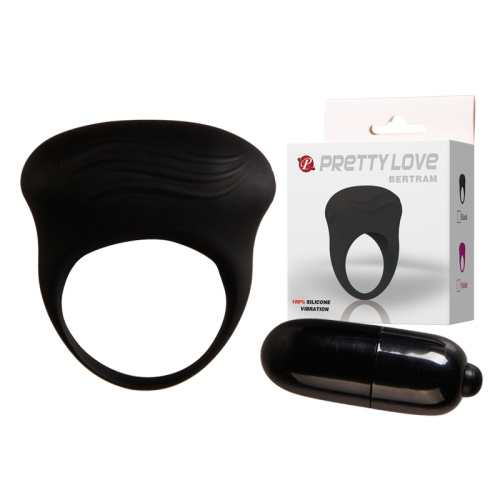 Pretty Love Bertram Silicone Vibrating Cock Ring - Эрекционное кольцо с вибрацией, 3 см (черный)