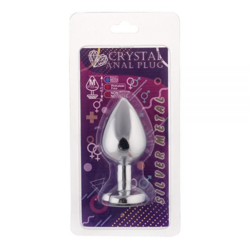 CRYSTAL Silver Heart Ruby - Металлическая анальная пробка с кристаллом, M 8.5х3.5 см (красный)
