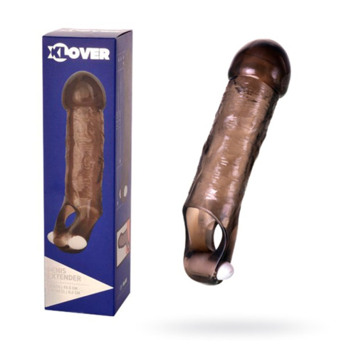 Toyfa XLover насадка для увеличения члена с кольцом для мошонки и вибрацией, 15.5х3.5 см