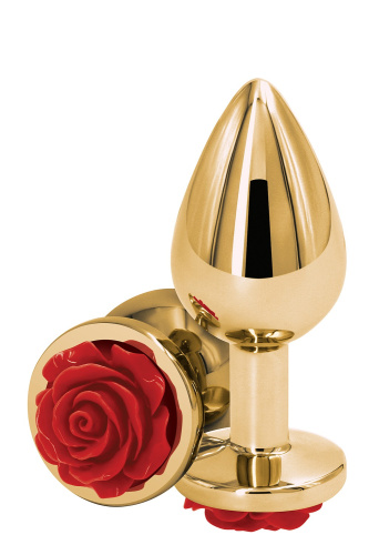 Ns Novelties Rose Buttplug M - Анальна пробка, 7,5 х3,5 см, (золотиста з червоним)