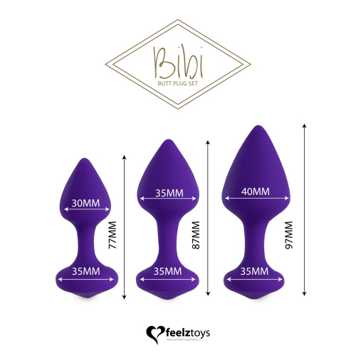 FeelzToys - Bibi Butt Plug Set 3 pcs - Набор силиконовых анальных пробок (фиолетовый) - sex-shop.ua