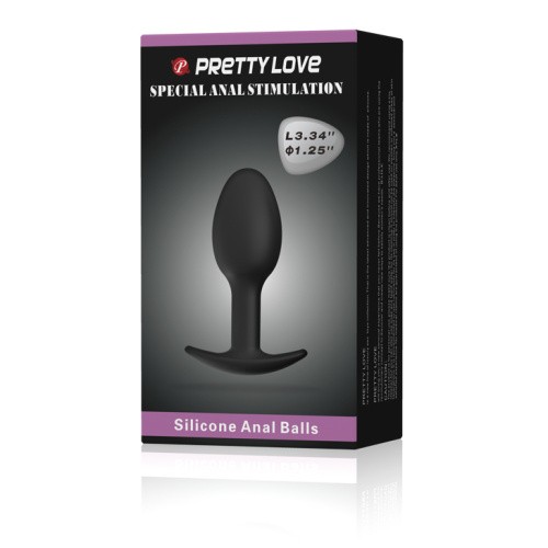 Pretty Love Silicone Anal Plug Black - Анальна пробка із зміщеним центром ваги, 8.4х3.2 см (чорний)