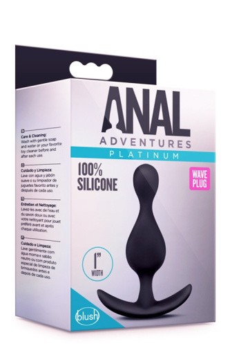 Anal Adventures Platinum Wave Plug - Анальная пробка, 10,5 см (черный) - sex-shop.ua