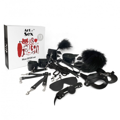 Art of Sex - Maxi BDSM Set Leather - Набор BDSM 13 предметов из натуральной кожи (чёрный) - sex-shop.ua