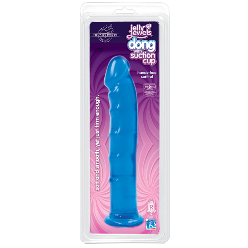 Doc Johnson Jelly Jewels Dong & Suction Cup Blue - фаллоимитатор 22.8х3.6 см (голубой)