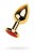 Gold anal plug TOYFA Metal - Золотистая анальная пробка с кристаллом, 7.8х3.5 см (красный)