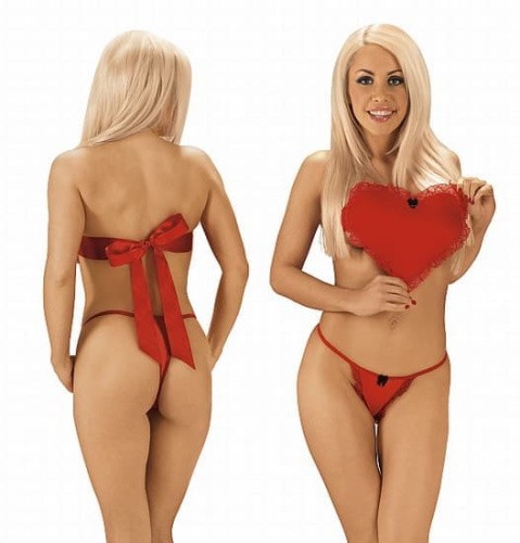Roxana - Valentine секси комплект бюст і трусики, S/M (червоний)
