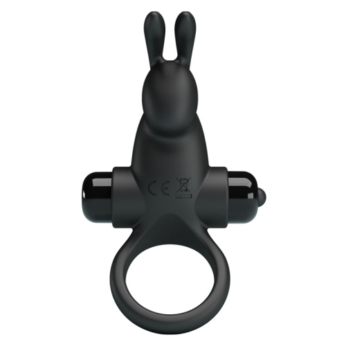 Pretty Love Vibro Penis Ring Rabbit I - Эрекционное кольцо с вибрацией, 11.3х2.8 см (черный)