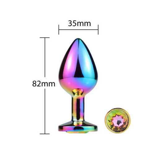 MAI Attraction Toys №73 Rainbow - Металлическая анальная пробка, 8.2х3.5 см - sex-shop.ua