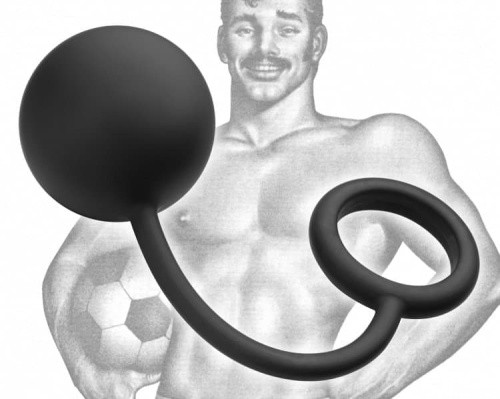 Tom of Finland Silicone Cock Ring with Heavy Anal Ball - Велика силіконова анальна кулька, 5.7 см (чорний)