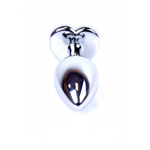 Boss Jewellery Silver Heart PLUG Clear - Анальная пробка с кристаллом, 7х2.7 см (прозрачный) - sex-shop.ua