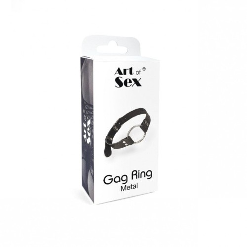 Art of Sex - Gag Ring Metal - Кляп-кольцо с ремешком из натуральной кожи - sex-shop.ua