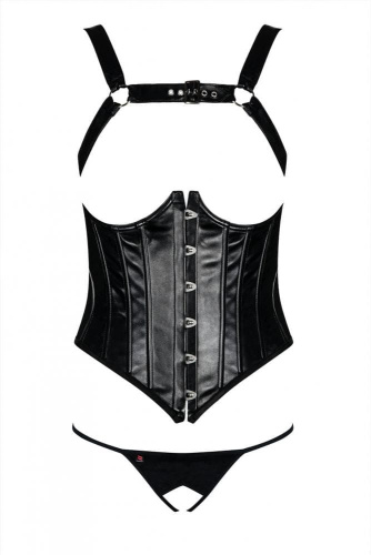 Obsessive Darksy corset - Эротический комплект, L/XL (чёрный)