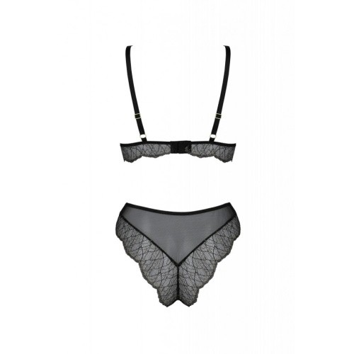 Passion Amberly Set - Комплект белья: бюст и трусики с кружевом, 4XL/5XL (чёрный)