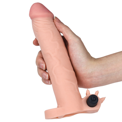 LoveToy Pleasure X-Tender Vibrating Penis Sleeve Flesh Add 3" - Насадка на пенис, +7/5 см (телесный)