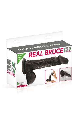 Real Body Real Bruce Black - фаллоимитатор на присоске, 23х4,2 см.
