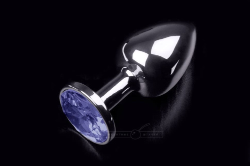Пікантні Штучки - Мала срібляста анальна пробка з кристалом,7.5х2.5 см (синій)