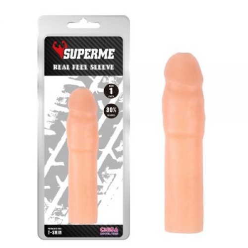 SuperMe Real Feel Sleeve насадка для увеличения члена, +2.5 см - sex-shop.ua