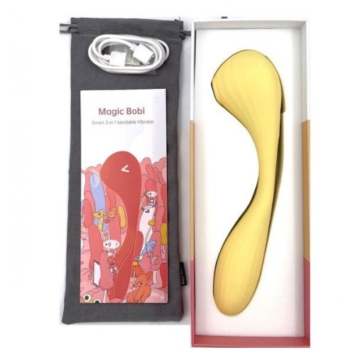 Magic Motion Bobi Yellow - вакуумний вагінально-кліторальний стимулятор з керуванням зі смартфона, 20х3.3 см (жовтий)