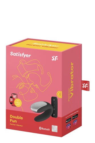 Satisfyer Double Fun-смарт-вібратор для пар, 9х3 см (чорний)
