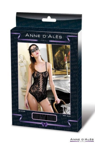Anne De Ales BAROQUE боди сетка с вырезом в зоне бикини, S/M (чёрный) - sex-shop.ua