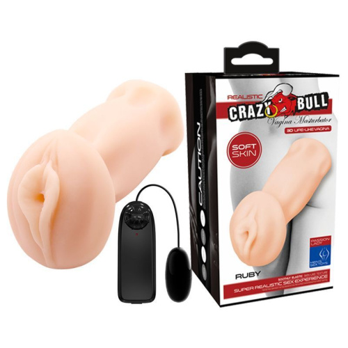 Crazy Bull Pocket Pussy Ruby - Мастурбатор-вагіна з віброяйцем, 13х4.6 см (тілесний) - купити в Україні | Секс шоп SEX-SHOP.ua