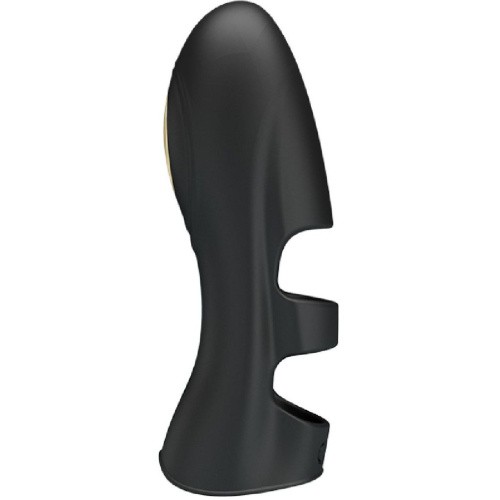 LyBaile Pretty Love Pegasus Electric Finger Vibrator Black - Насадка для фінгерингу з електстростимуляцією та золотом, 10.5х3.1 см